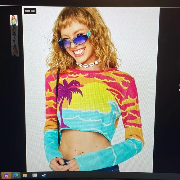 Delias x Dolls Kill Wish You Were Here crop sweater L size - Picture 6 of 7